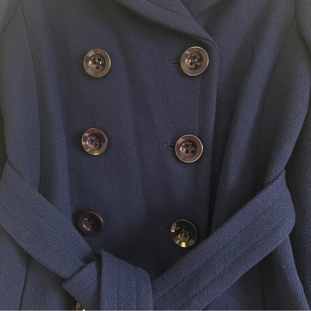 J Crew Wool Lille Cobalt Blue Belted Peacoat - Picture 3 of 8